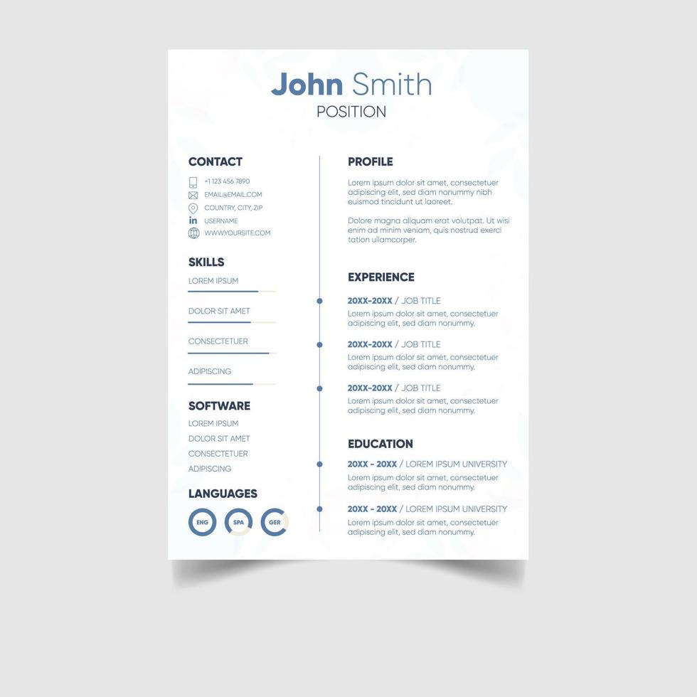 minimalistische professioneel CV of hervat sjabloon ontwerp vector