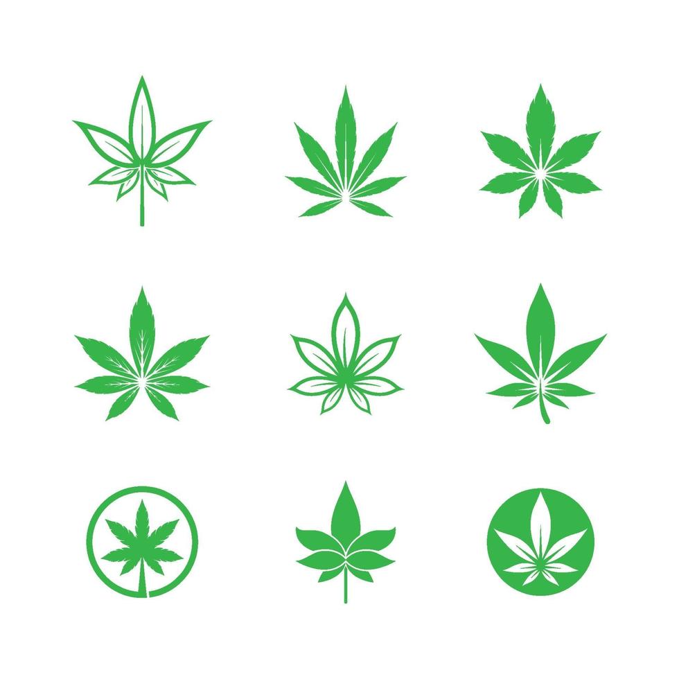 cannabis logo afbeeldingen illustratie set vector