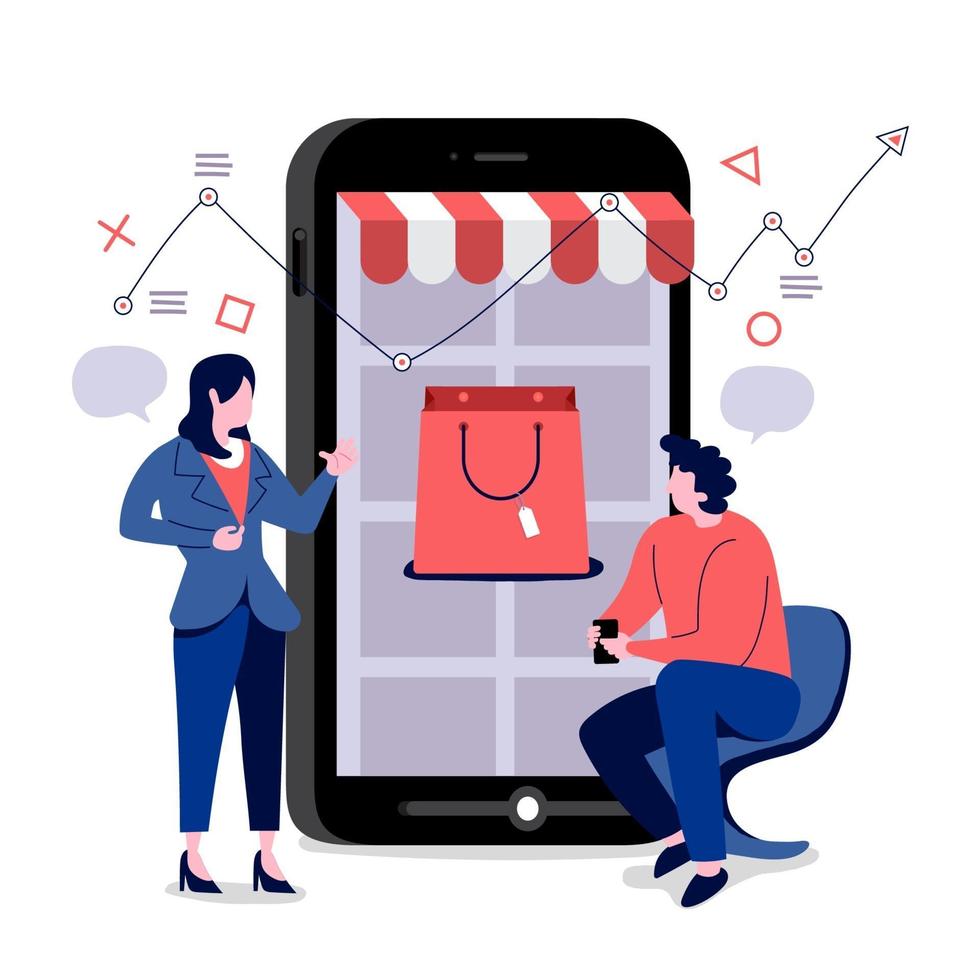 online winkelen mobiele handel vector