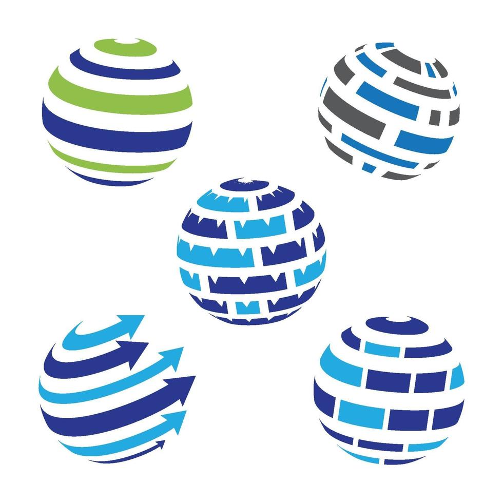 wereldwijde tech logo ontwerpset vector