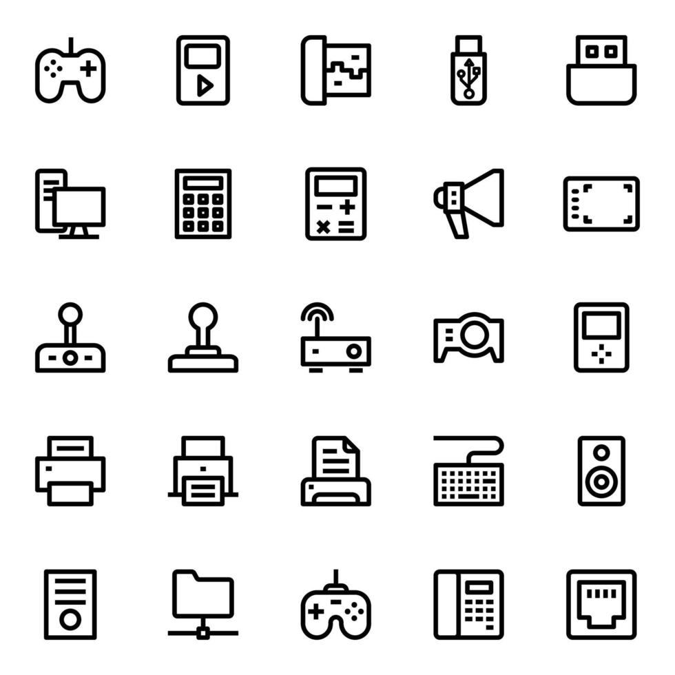 schets pictogrammen voor gadgets en apparaten. vector