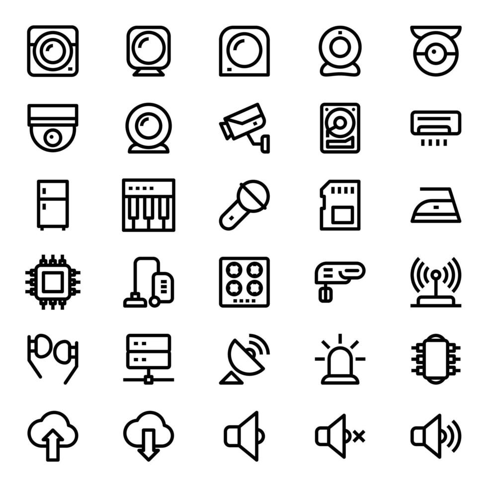 schets pictogrammen voor gadgets en apparaten. vector