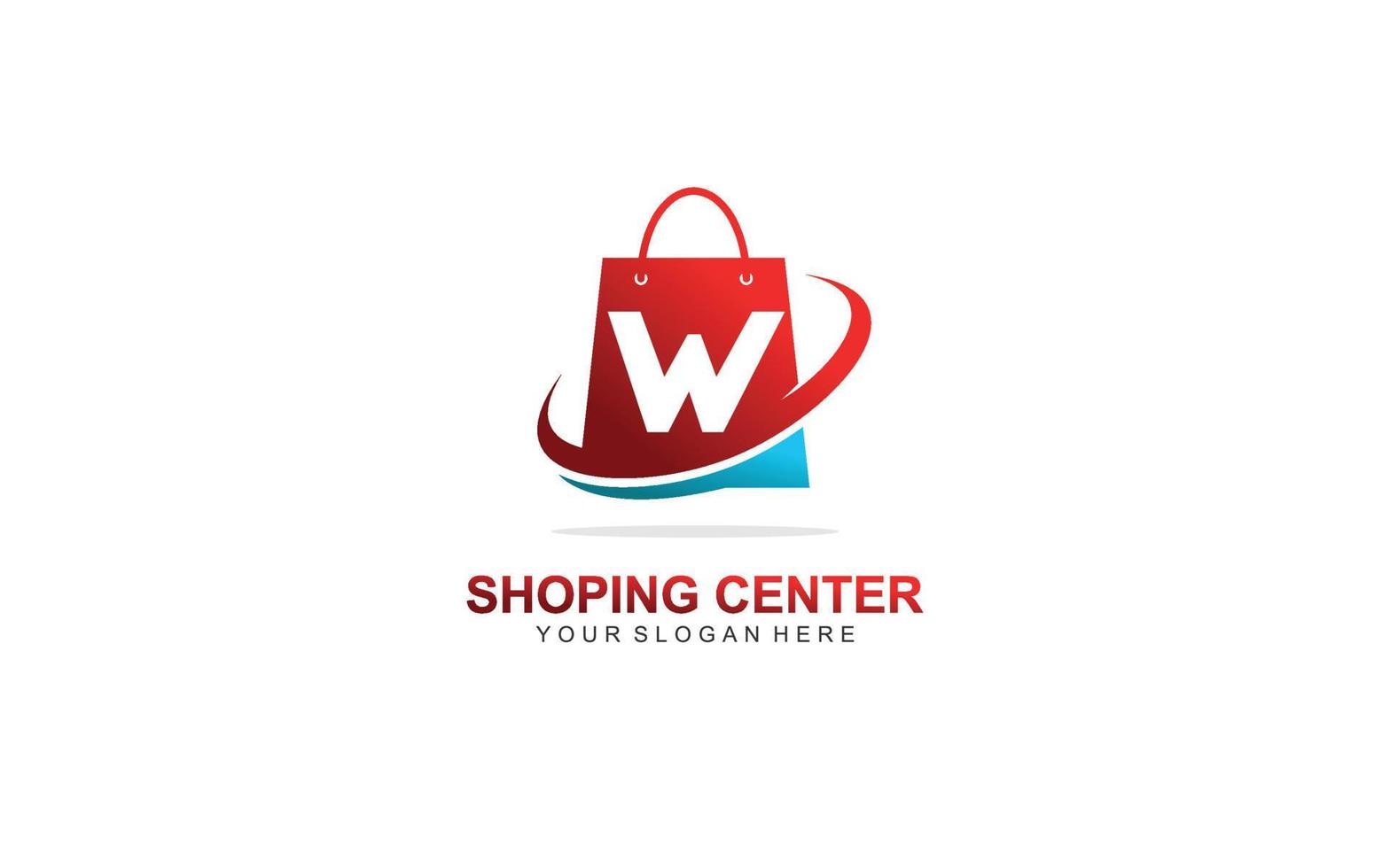 w boodschappen doen zak logo ontwerp inspiratie. vector brief sjabloon ontwerp voor merk.