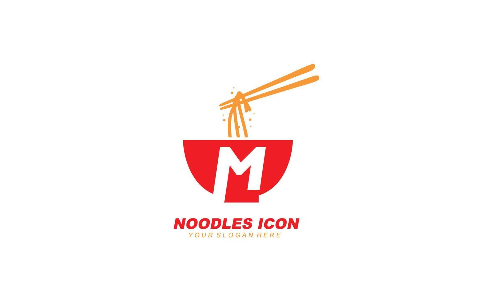 m noedels logo ontwerp inspiratie. vector brief sjabloon ontwerp voor merk.