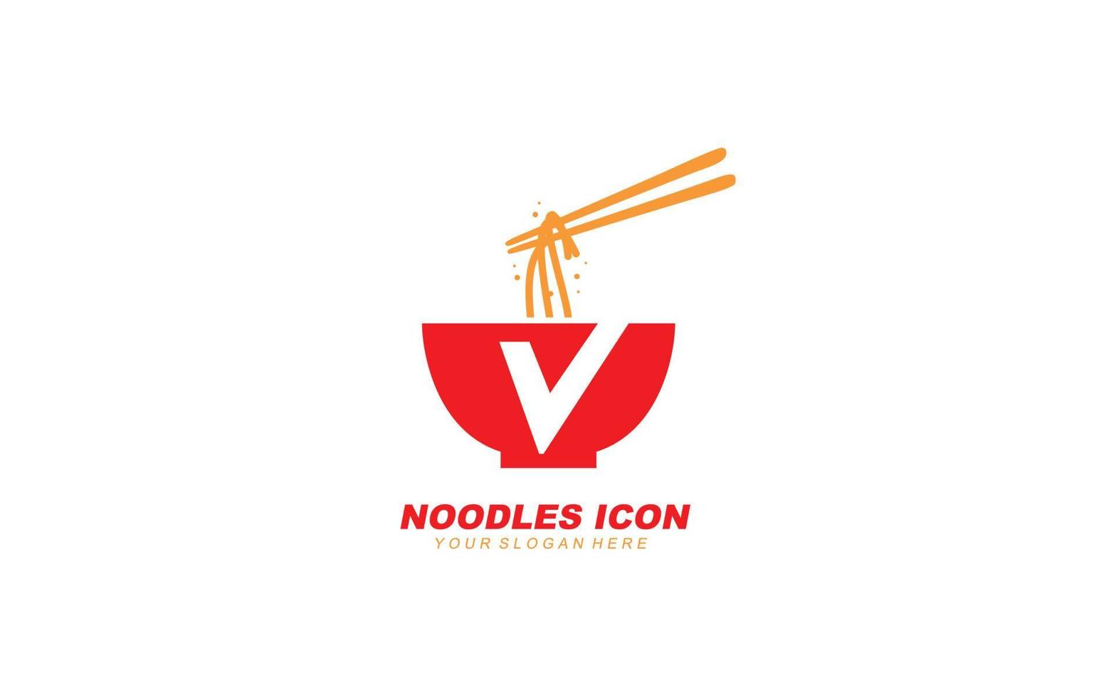 v noedels logo ontwerp inspiratie. vector brief sjabloon ontwerp voor merk.