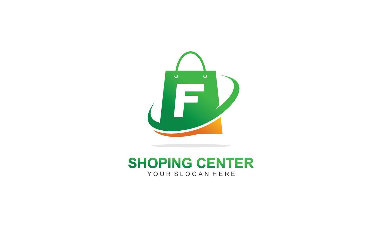 f boodschappen doen zak logo ontwerp inspiratie. vector brief sjabloon ontwerp voor merk.