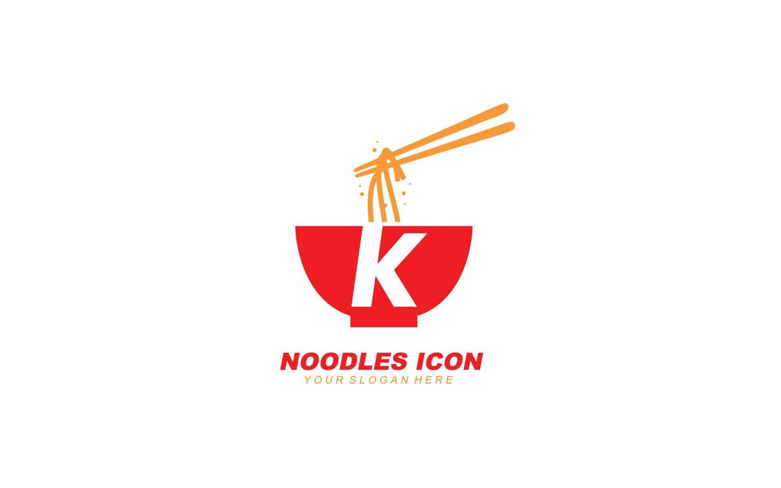 k noedels logo ontwerp inspiratie. vector brief sjabloon ontwerp voor merk.