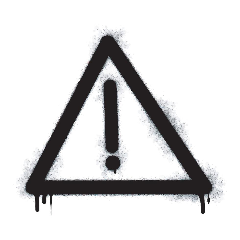 verstuiven geschilderd graffiti waarschuwing icoon gespoten geïsoleerd met een wit achtergrond. graffiti alarm symbool met over- verstuiven in zwart over- wit. vector illustratie.