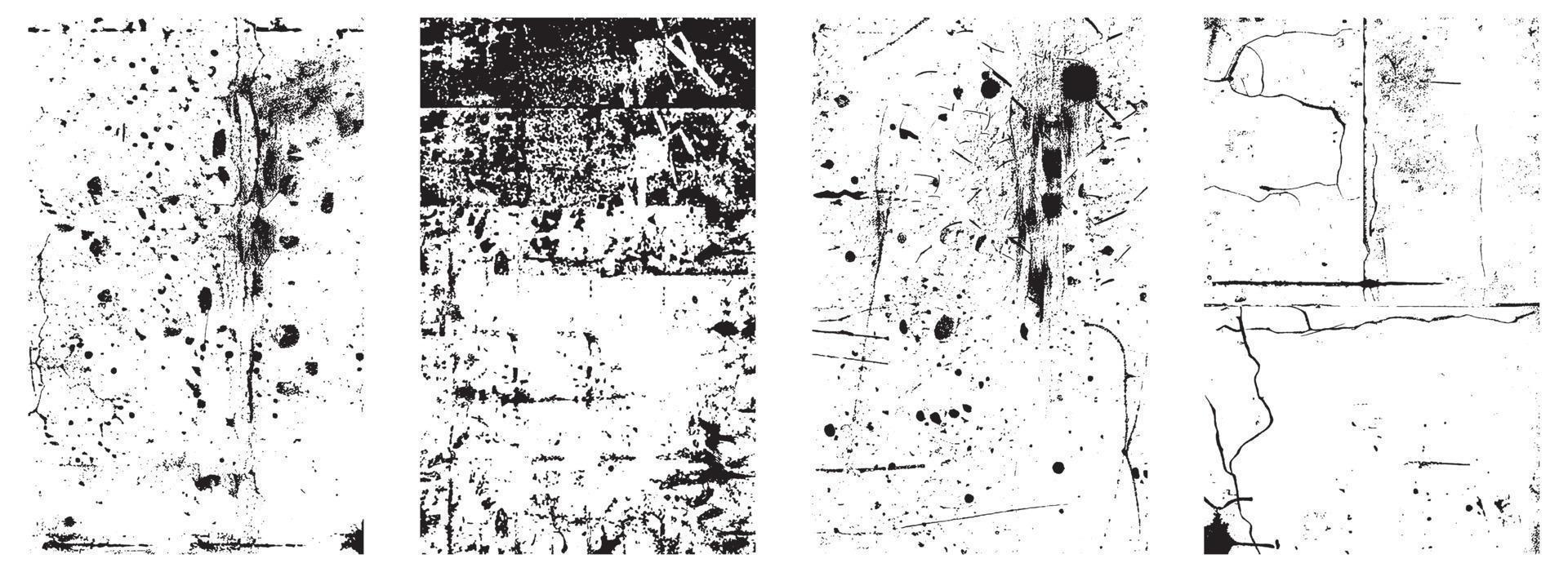 reeks van grunge verontrust vector texturen - zwart en wit achtergronden met spatten, krassen en bekladden Effecten. eps 10.