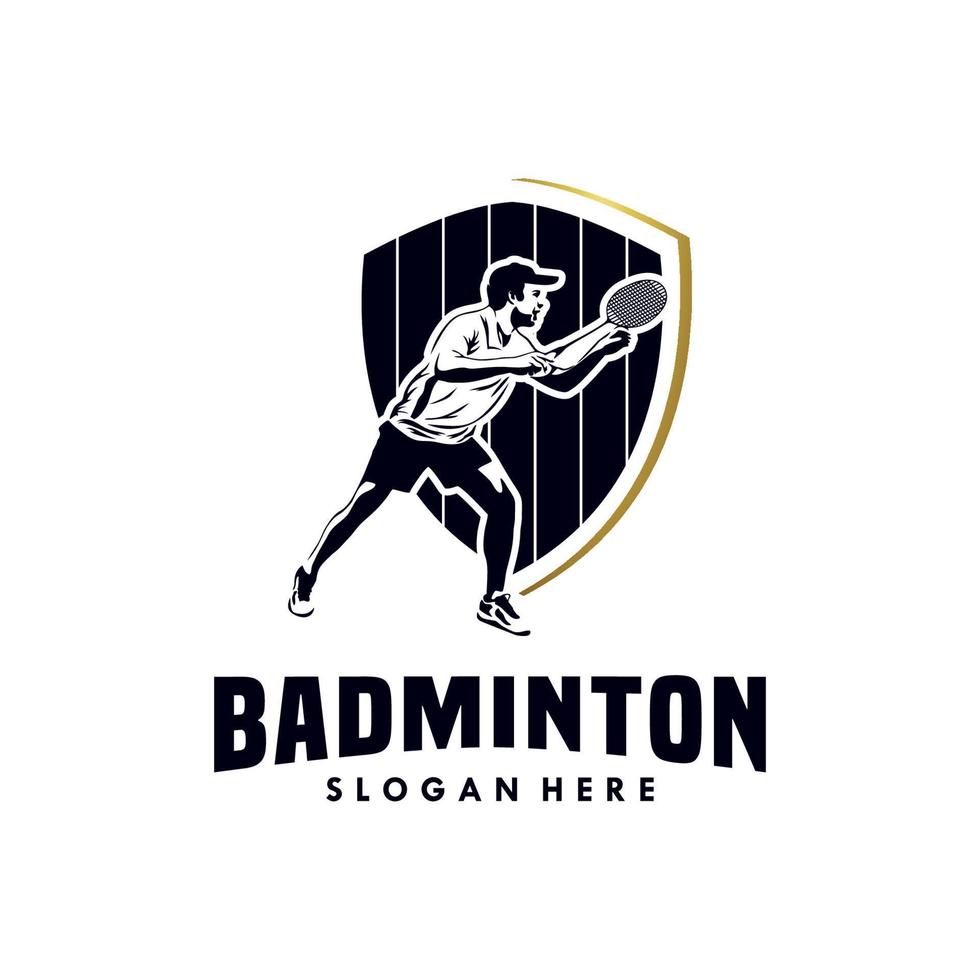 modern gepassioneerd badminton speler in actie logo vector