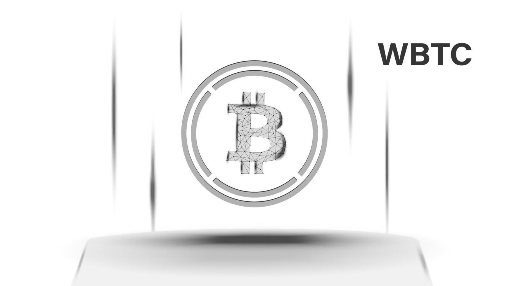 verpakt bitcoin wbtc token symbool van de defi systeem bovenstaand de voetstuk. cryptogeld logo icoon. gedecentraliseerd financiën programma's. vector illustratie voor website of spandoek.