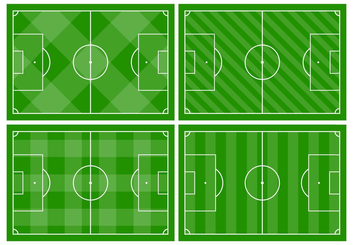 reeks van vier Amerikaans voetbal velden met verschillend groen gras ornamenten. voetbal veld- voor spelen. vector illustratie