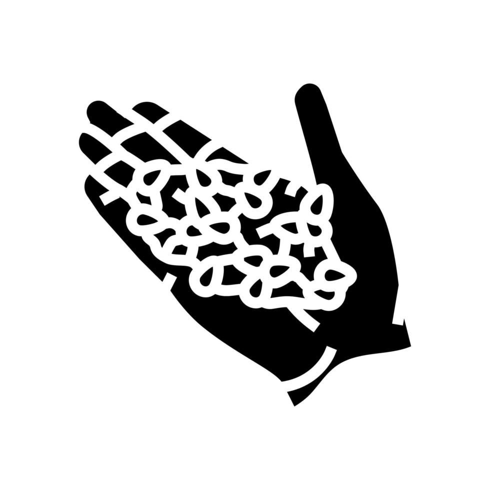 hand- tarwe graan oogst glyph icoon vector illustratie