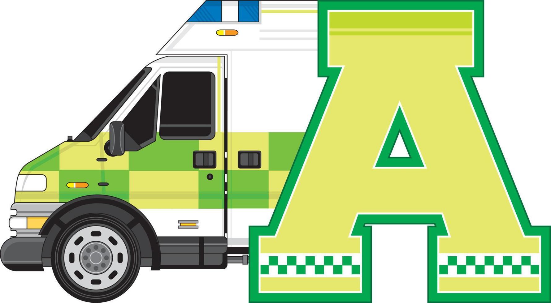 een is voor ambulance alfabet aan het leren illustratie vector