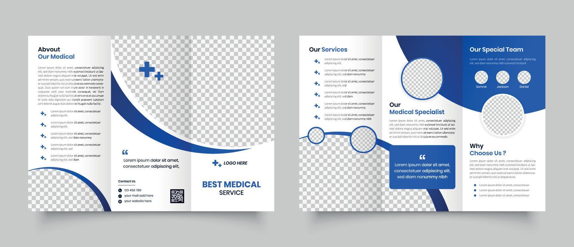 driebladige brochuremalplaatje voor medische gezondheidszorg vector