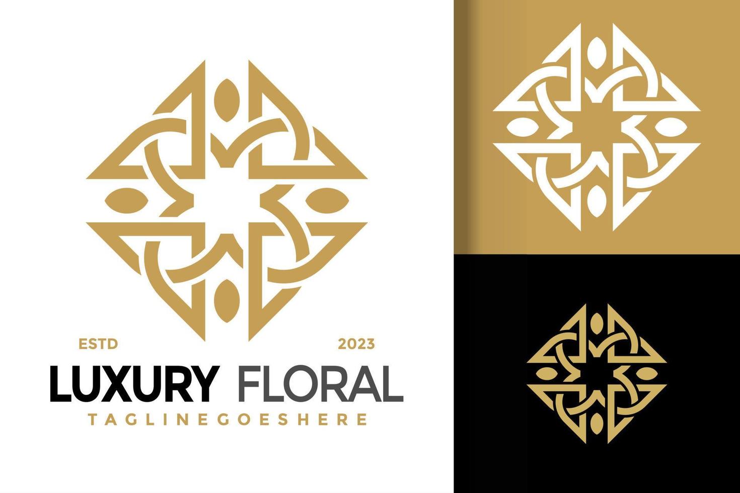 luxe bloemen sier- logo vector icoon illustratie