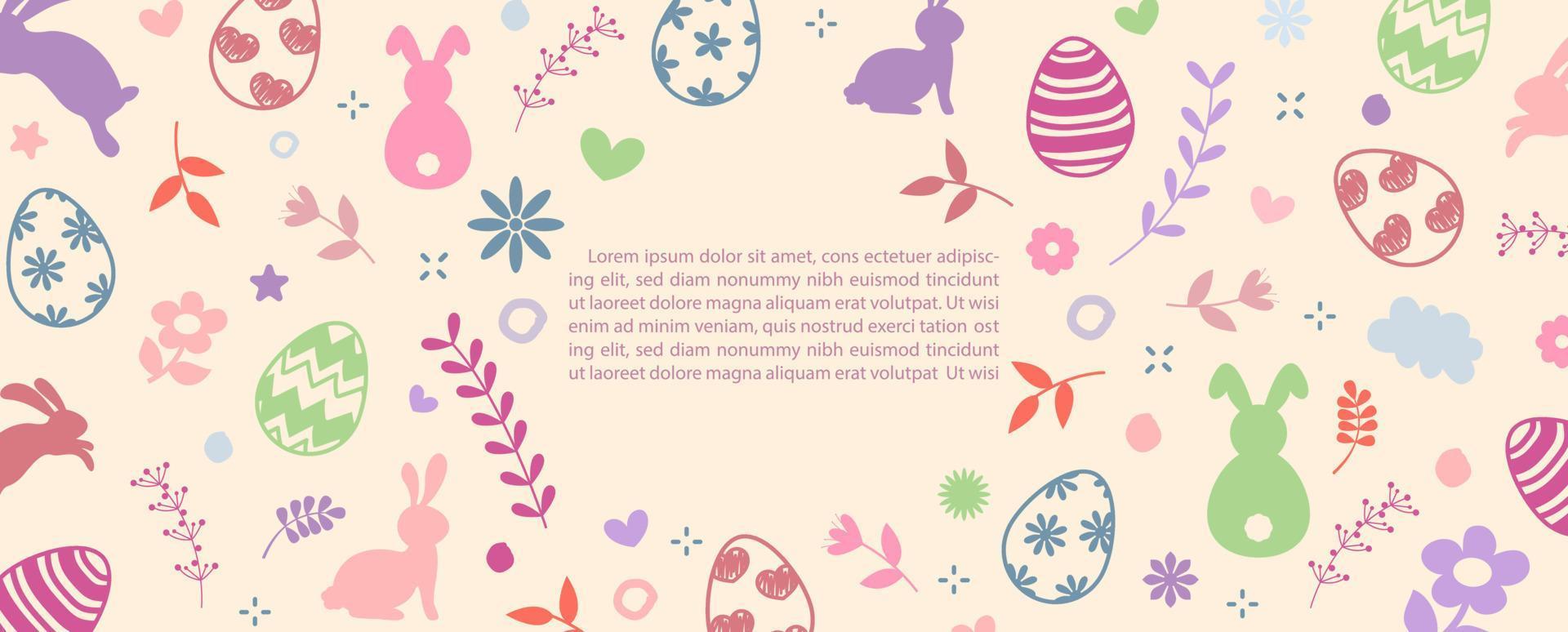 decoratie konijn en Pasen patroon behang en geschenk omhulsel papier in vlak stijl geïsoleerd Aan licht oranje achtergrond. vector