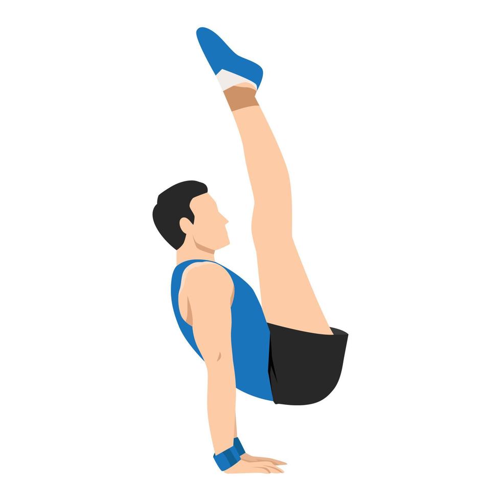 vector illustratie van een jong Mens gymnast het uitvoeren van verdieping oefening