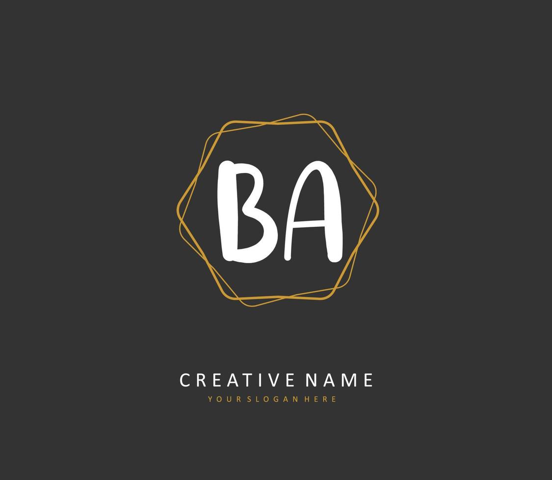 b een ba eerste brief handschrift en handtekening logo. een concept handschrift eerste logo met sjabloon element. vector