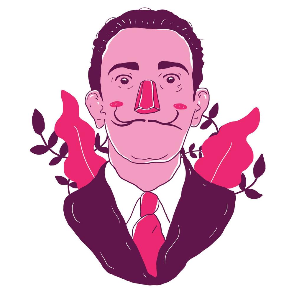 Salvador dali tekenfilm illustratie vector