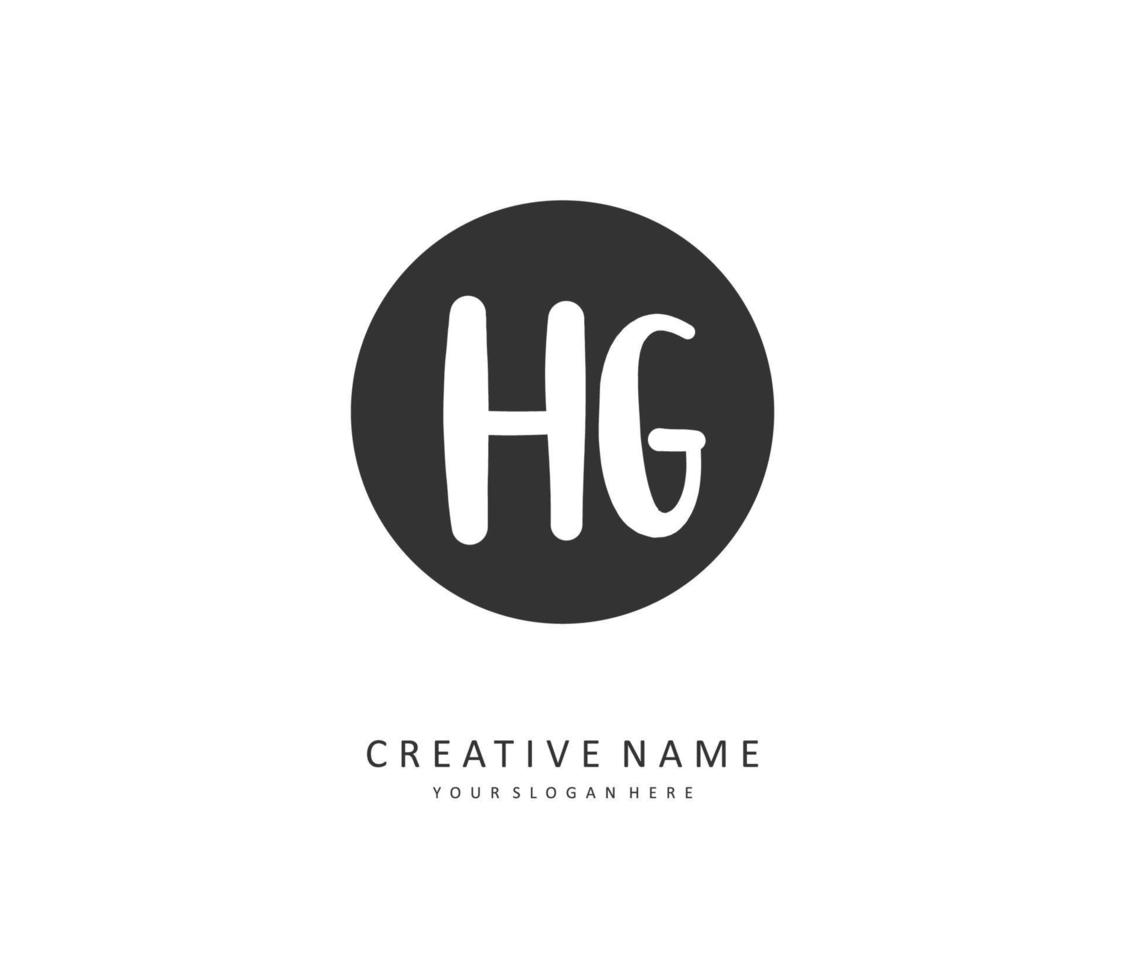 hg eerste brief handschrift en handtekening logo. een concept handschrift eerste logo met sjabloon element. vector