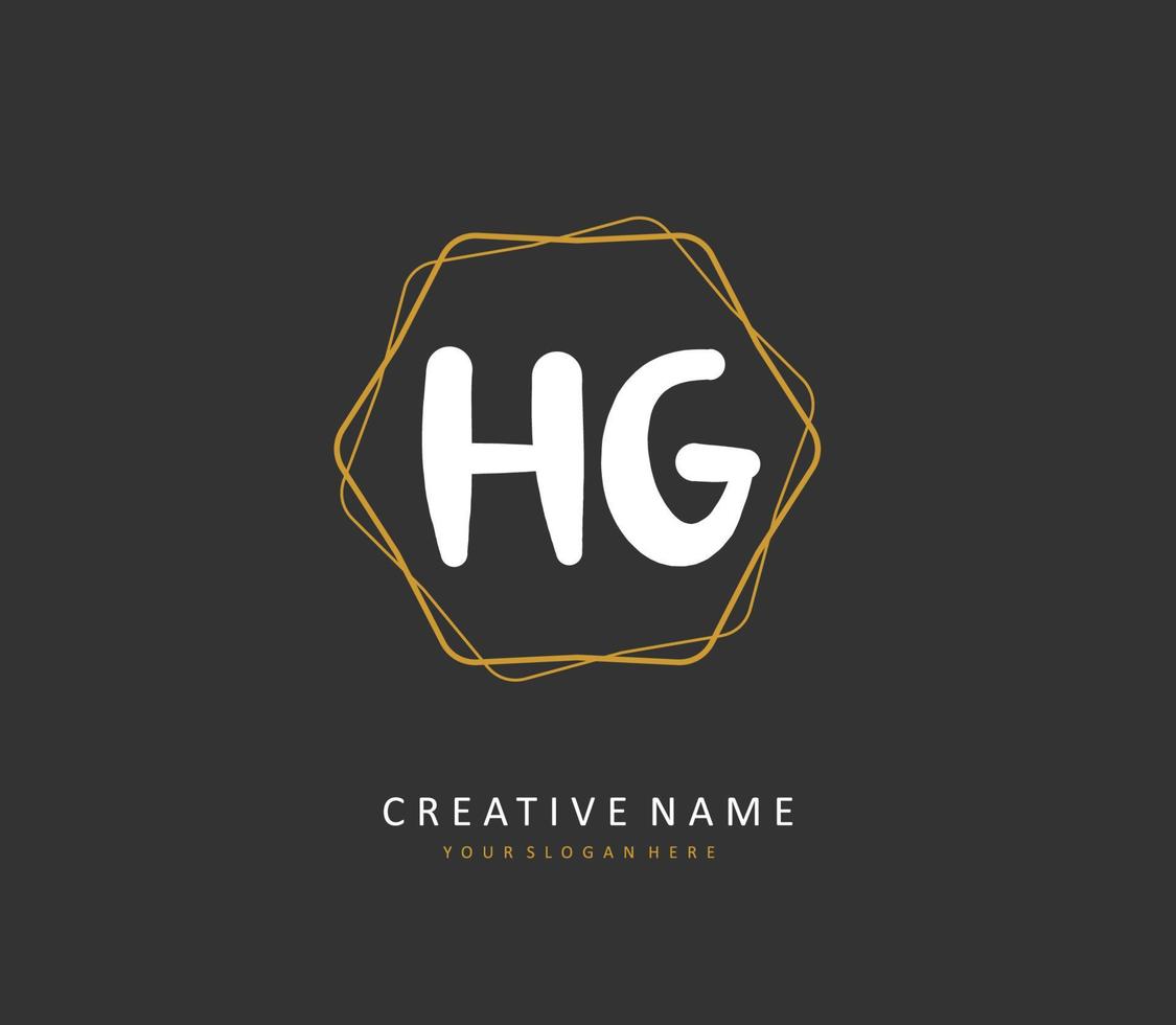 hg eerste brief handschrift en handtekening logo. een concept handschrift eerste logo met sjabloon element. vector