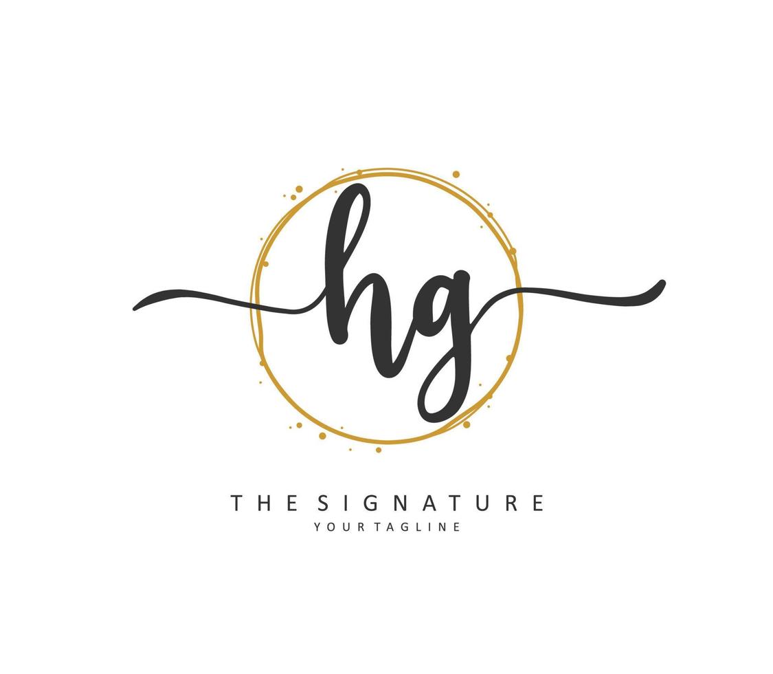 hg eerste brief handschrift en handtekening logo. een concept handschrift eerste logo met sjabloon element. vector