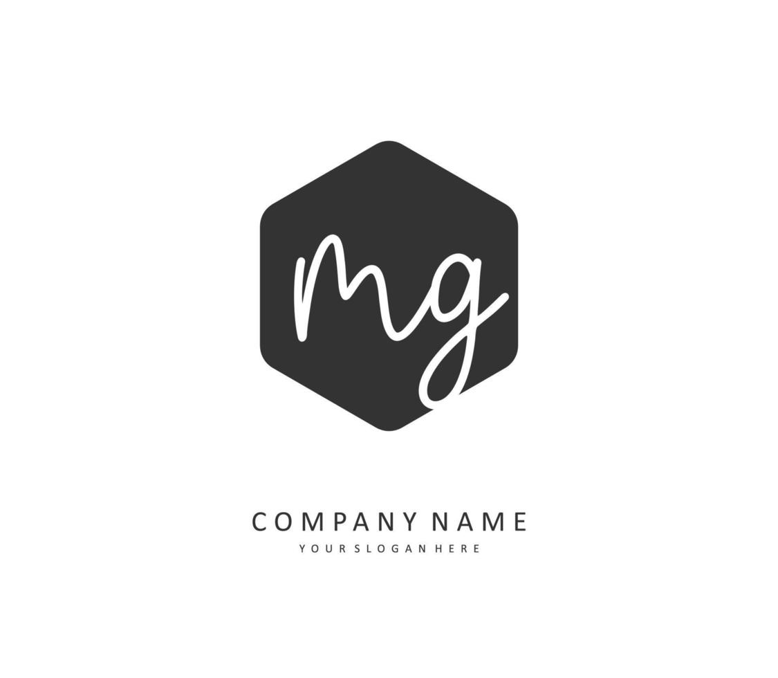 mg eerste brief handschrift en handtekening logo. een concept handschrift eerste logo met sjabloon element. vector