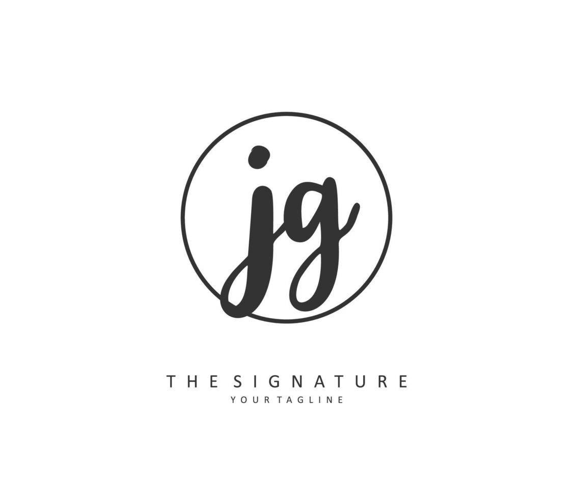 jg eerste brief handschrift en handtekening logo. een concept handschrift eerste logo met sjabloon element. vector