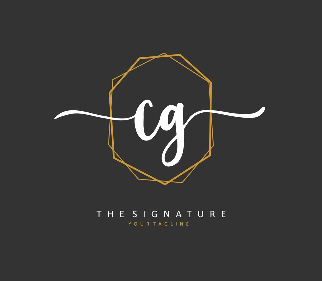 cg eerste brief handschrift en handtekening logo. een concept handschrift eerste logo met sjabloon element. vector
