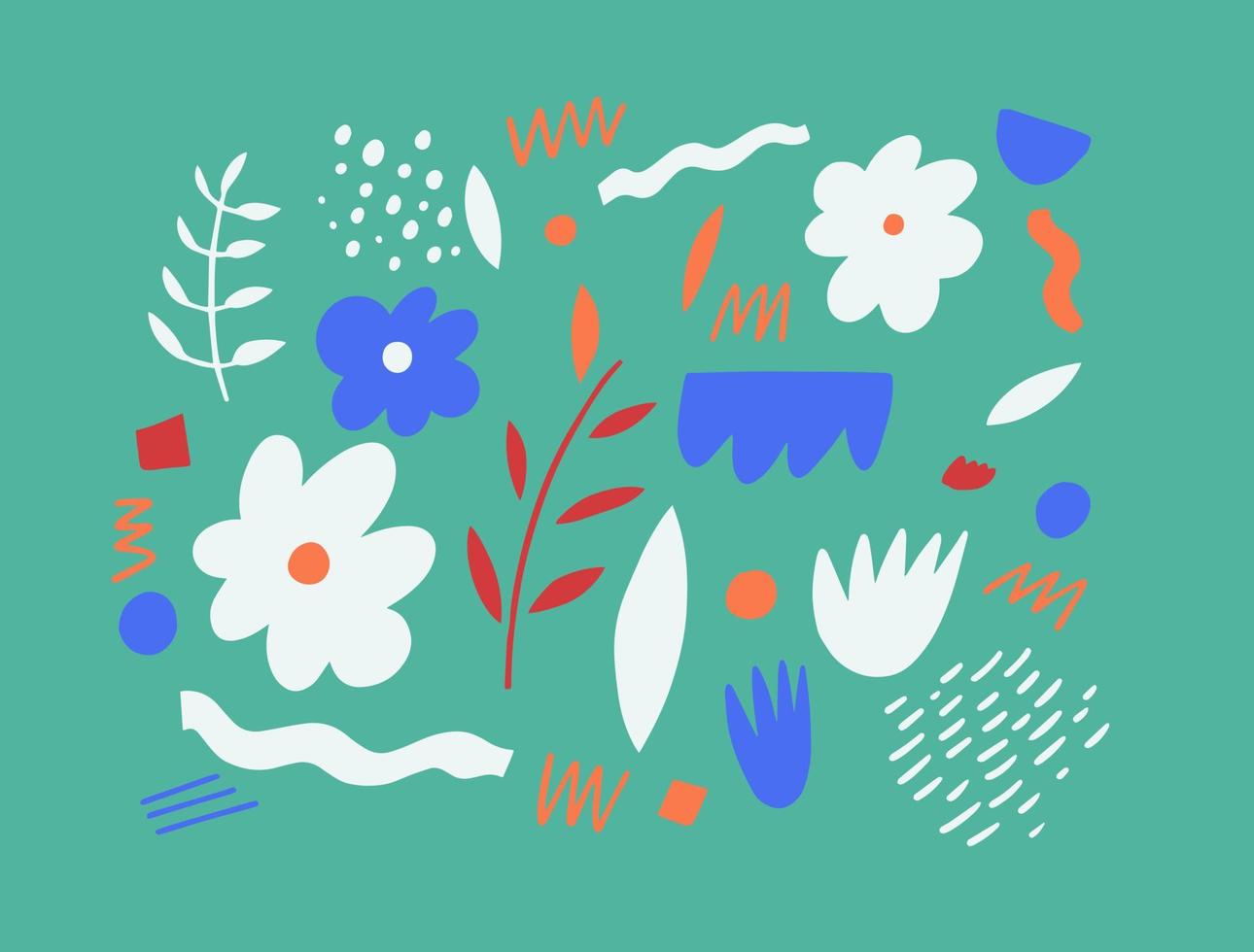 abstract natuur tekening reeks elementen vormen. flora en fauna decor samenstelling. vector