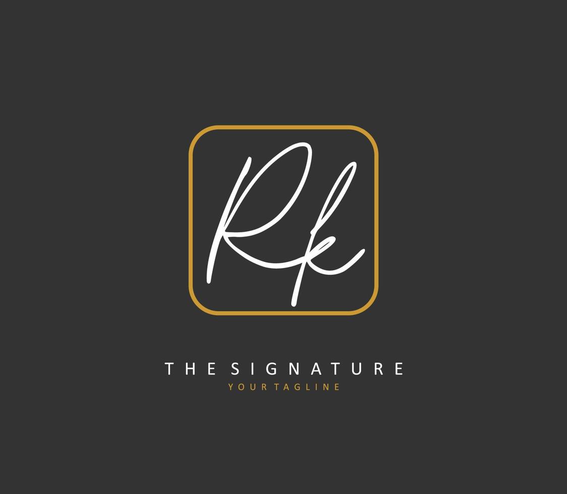 r k rk eerste brief handschrift en handtekening logo. een concept handschrift eerste logo met sjabloon element. vector