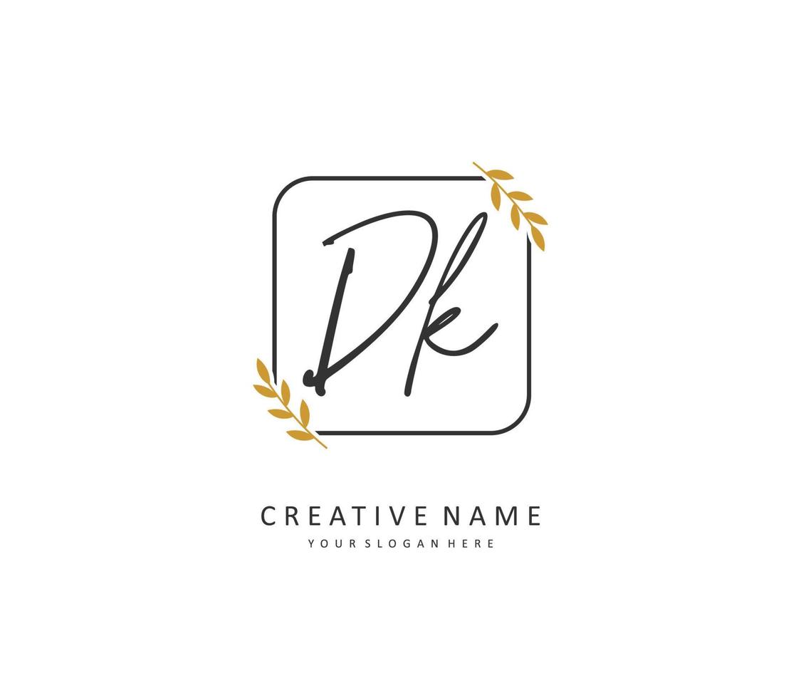 d k dk eerste brief handschrift en handtekening logo. een concept handschrift eerste logo met sjabloon element. vector