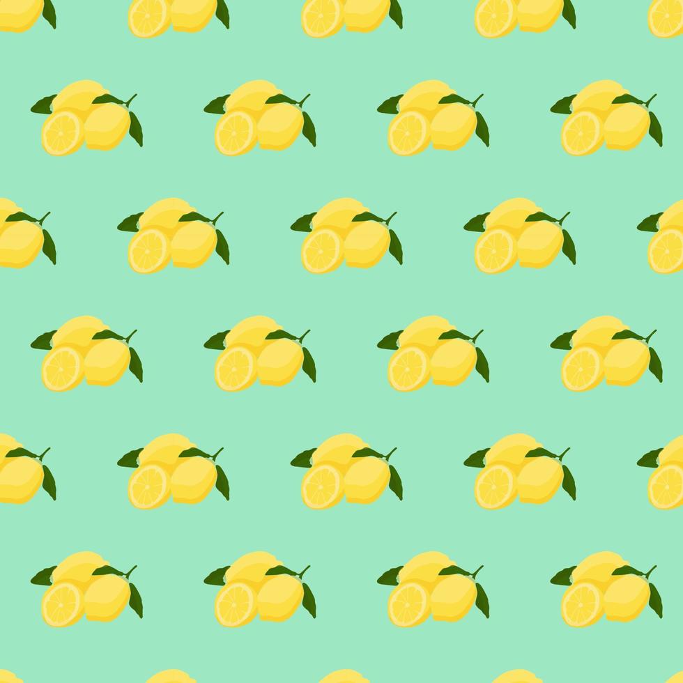 naadloos patroon met citroen Aan groen achtergrond. doorlopend een lijn tekening citroen. vector