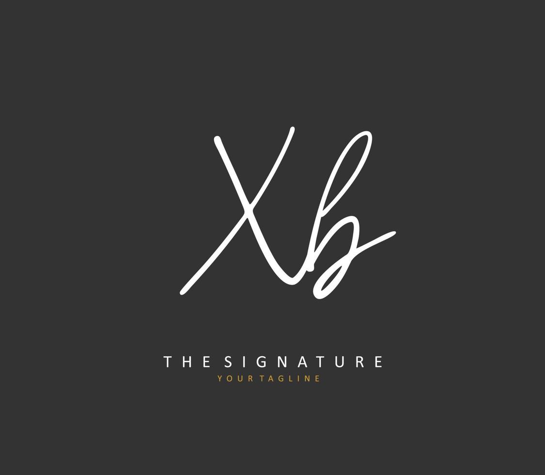 X b xb eerste brief handschrift en handtekening logo. een concept handschrift eerste logo met sjabloon element. vector