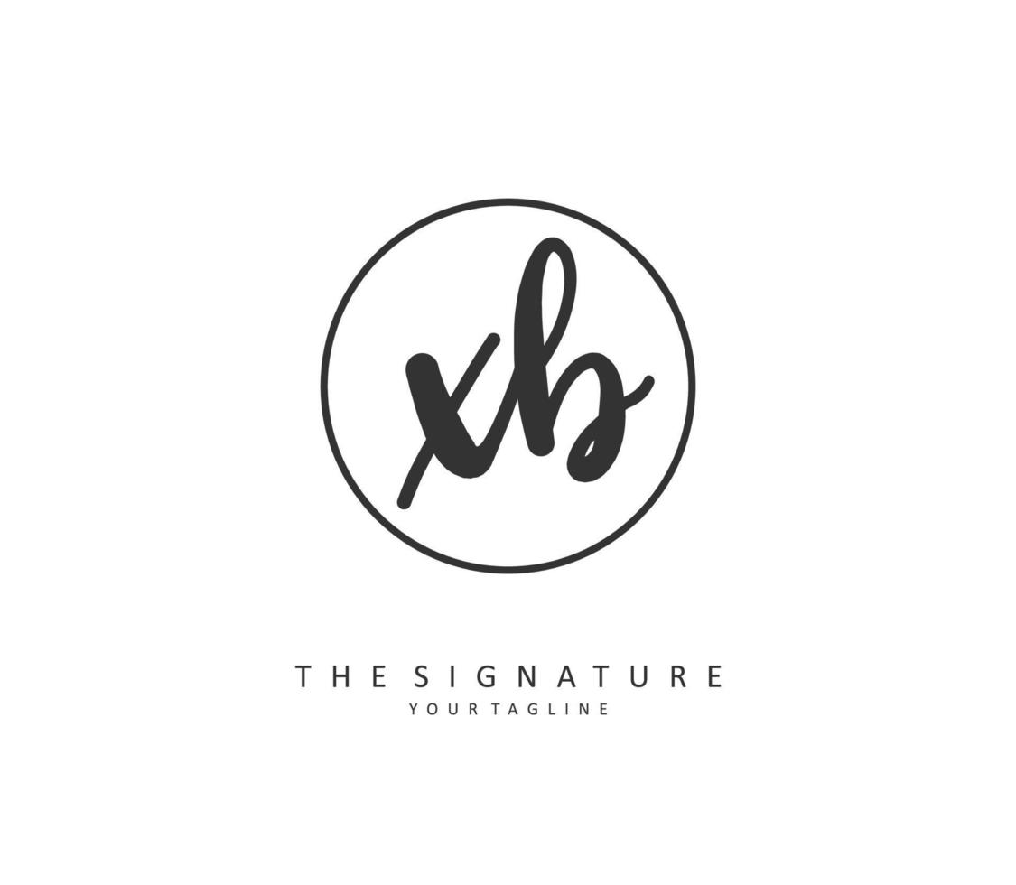 X b xb eerste brief handschrift en handtekening logo. een concept handschrift eerste logo met sjabloon element. vector