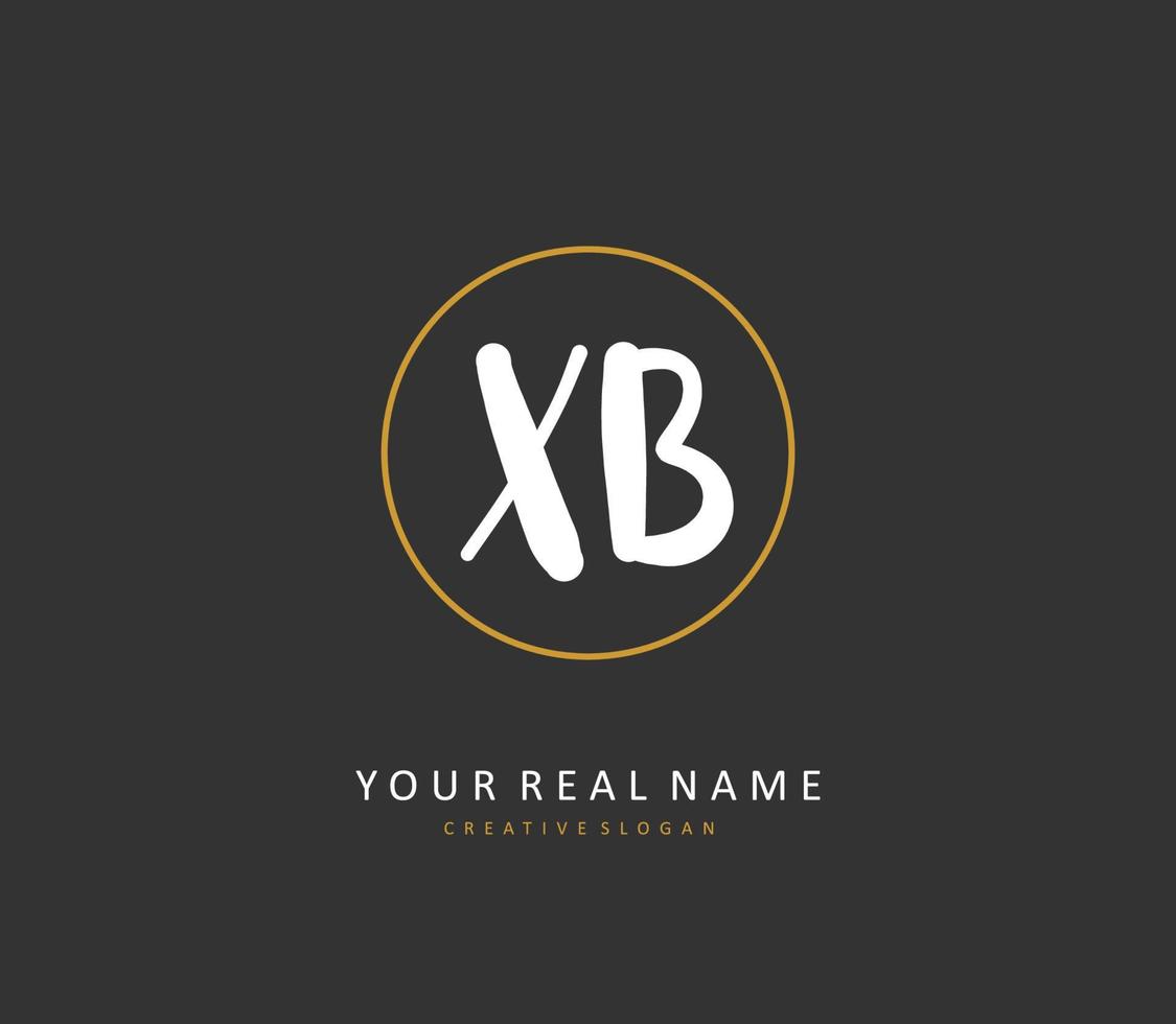 X b xb eerste brief handschrift en handtekening logo. een concept handschrift eerste logo met sjabloon element. vector