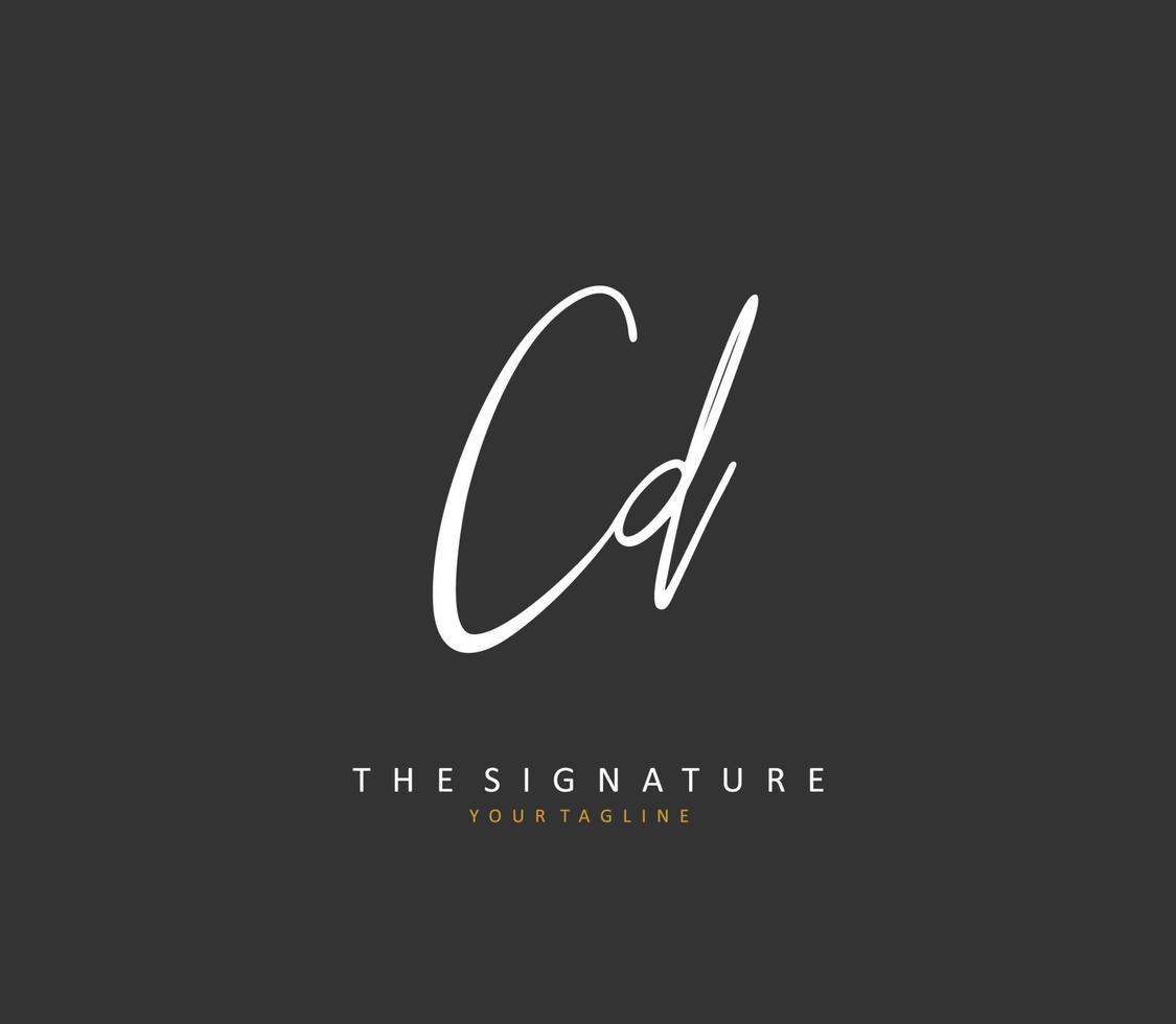 CD eerste brief handschrift en handtekening logo. een concept handschrift eerste logo met sjabloon element. vector