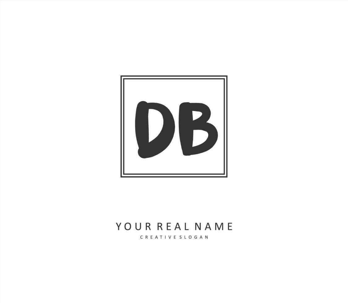 d b db eerste brief handschrift en handtekening logo. een concept handschrift eerste logo met sjabloon element. vector