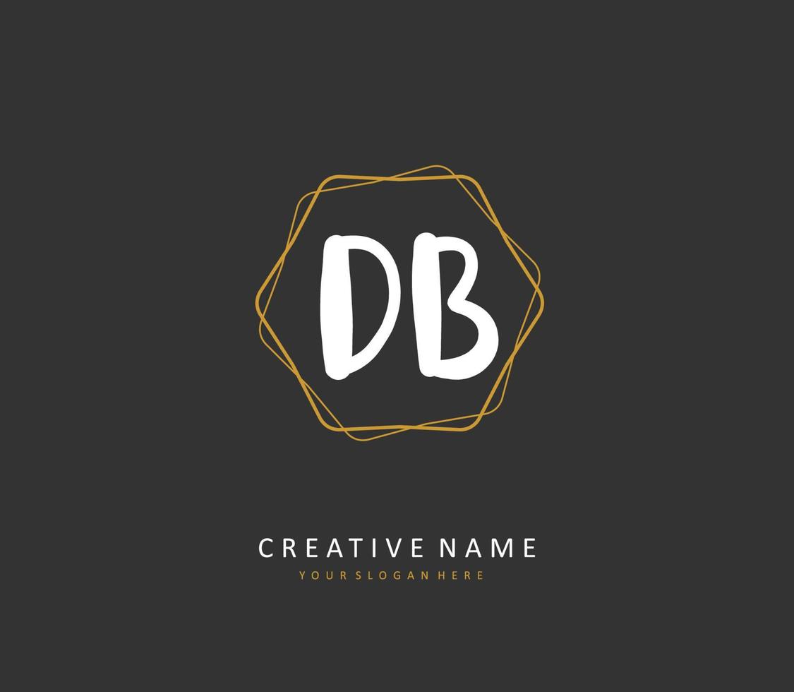 d b db eerste brief handschrift en handtekening logo. een concept handschrift eerste logo met sjabloon element. vector
