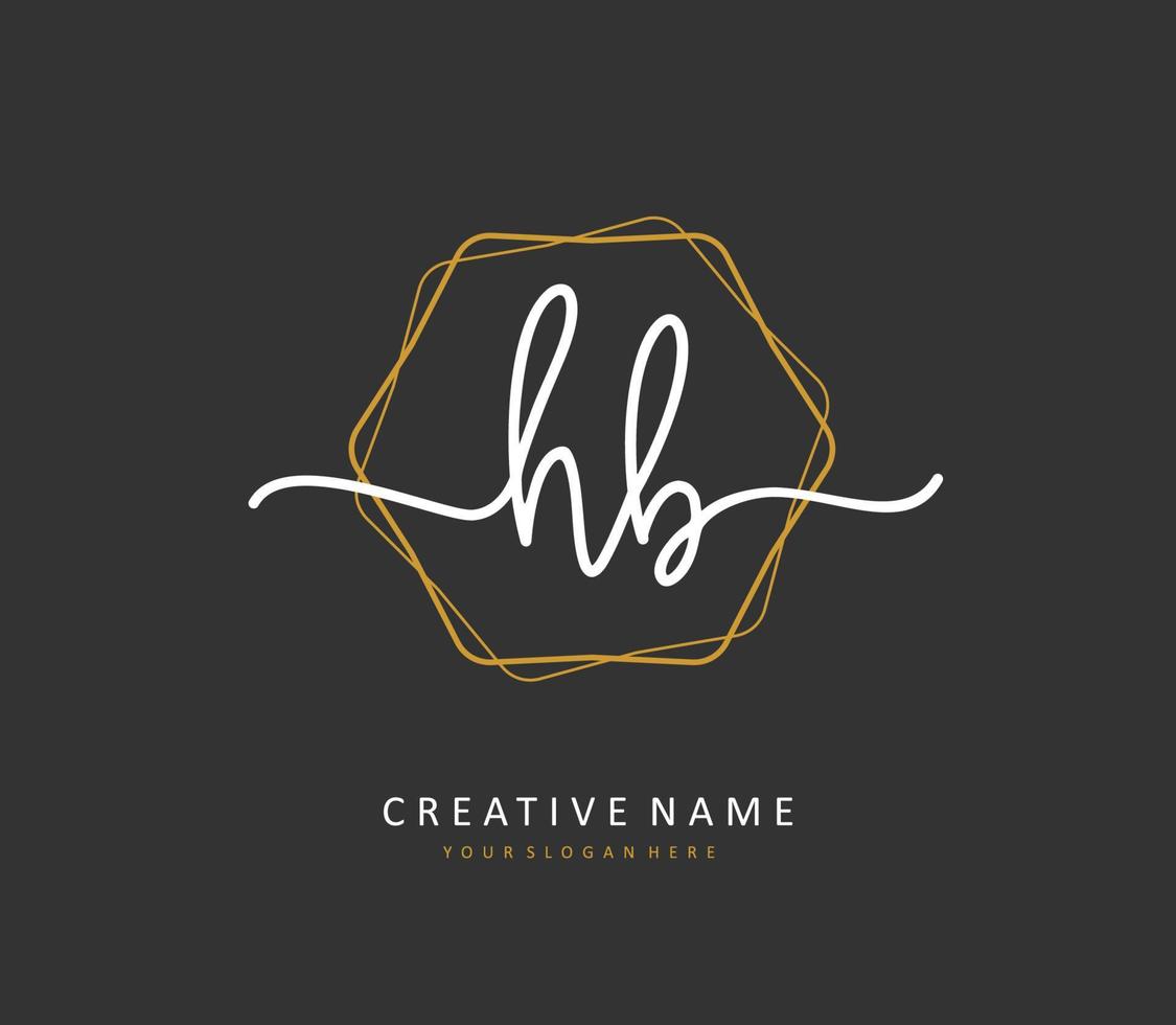 h b hb eerste brief handschrift en handtekening logo. een concept handschrift eerste logo met sjabloon element. vector