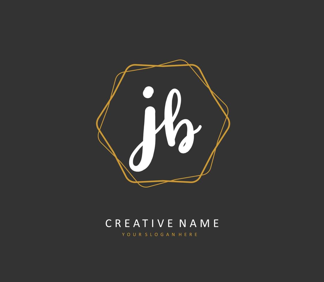 j b jb eerste brief handschrift en handtekening logo. een concept handschrift eerste logo met sjabloon element. vector