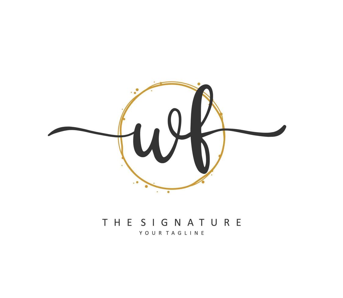 wf eerste brief handschrift en handtekening logo. een concept handschrift eerste logo met sjabloon element. vector