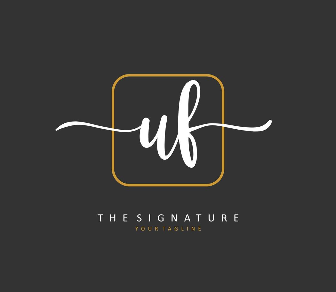 uf eerste brief handschrift en handtekening logo. een concept handschrift eerste logo met sjabloon element. vector