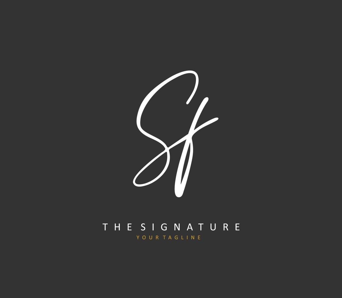 sf eerste brief handschrift en handtekening logo. een concept handschrift eerste logo met sjabloon element. vector