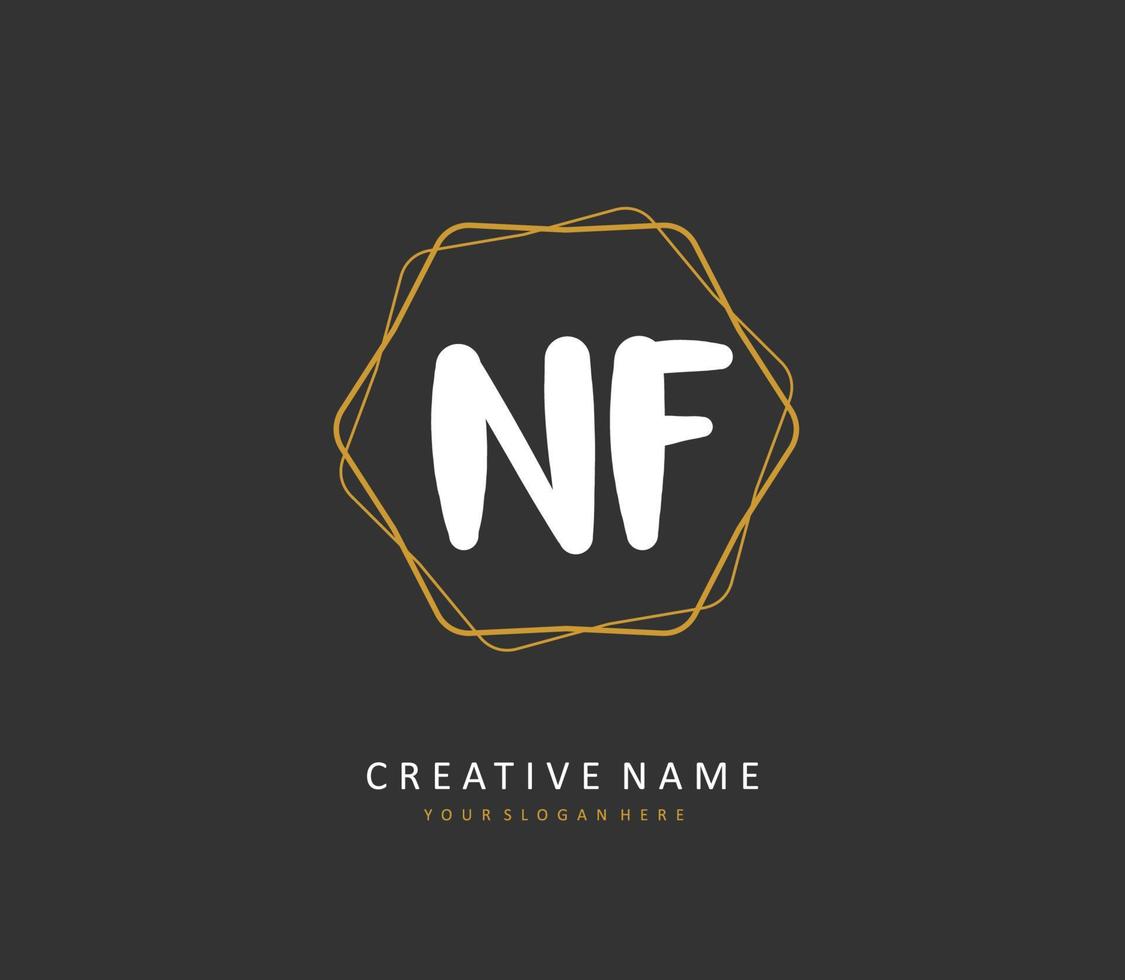 nf eerste brief handschrift en handtekening logo. een concept handschrift eerste logo met sjabloon element. vector