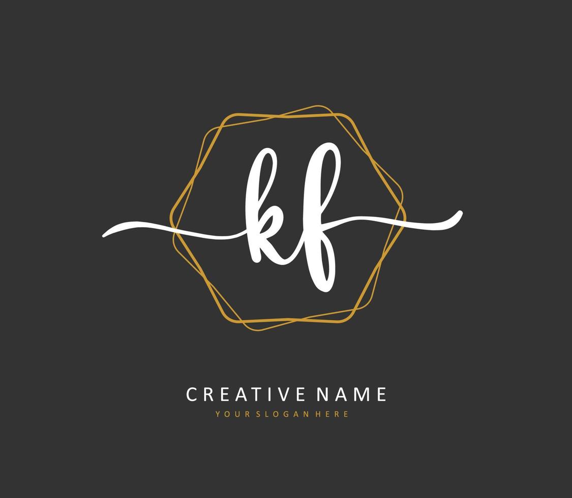 kf eerste brief handschrift en handtekening logo. een concept handschrift eerste logo met sjabloon element. vector