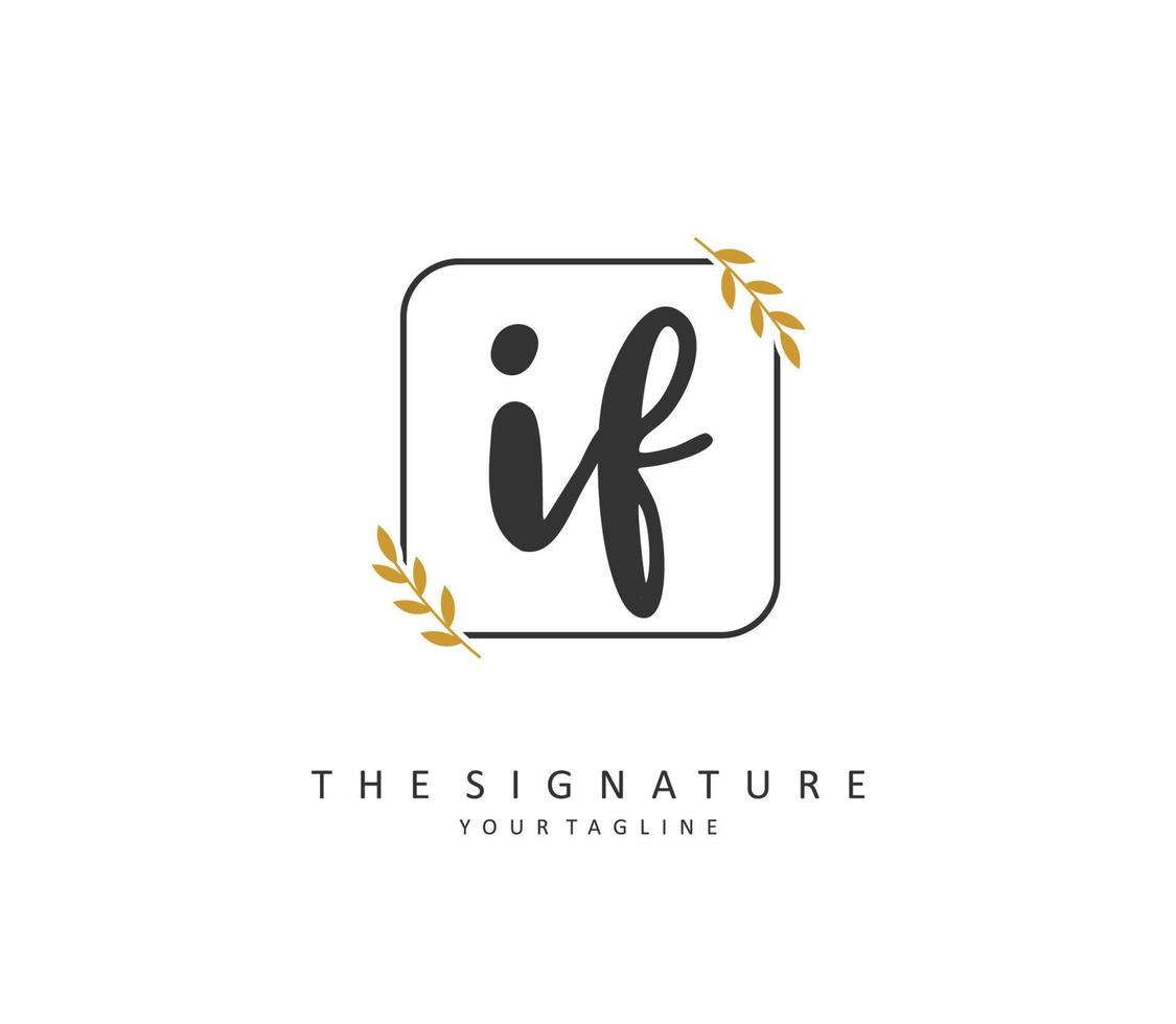 ik f eerste brief handschrift en handtekening logo. een concept handschrift eerste logo met sjabloon element. vector