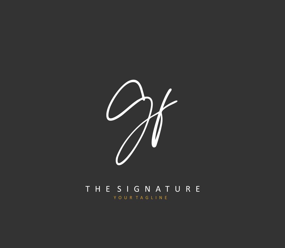 vriendin eerste brief handschrift en handtekening logo. een concept handschrift eerste logo met sjabloon element. vector