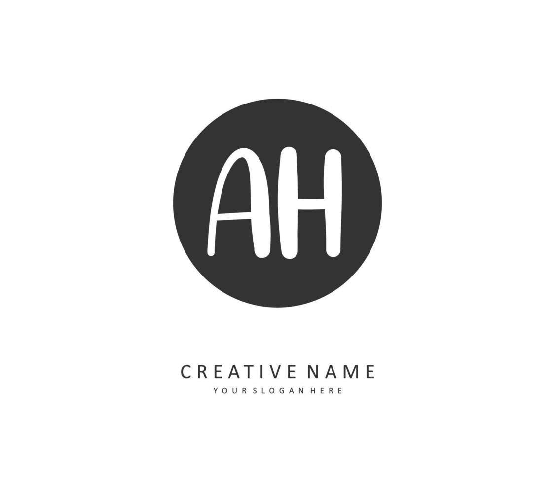 een h Ah eerste brief handschrift en handtekening logo. een concept handschrift eerste logo met sjabloon element. vector